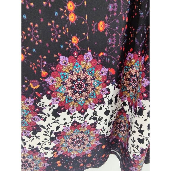 Prelude Black Dress Lace Bell Sleeves with Floral Print SIze M - Picture 7 of 12